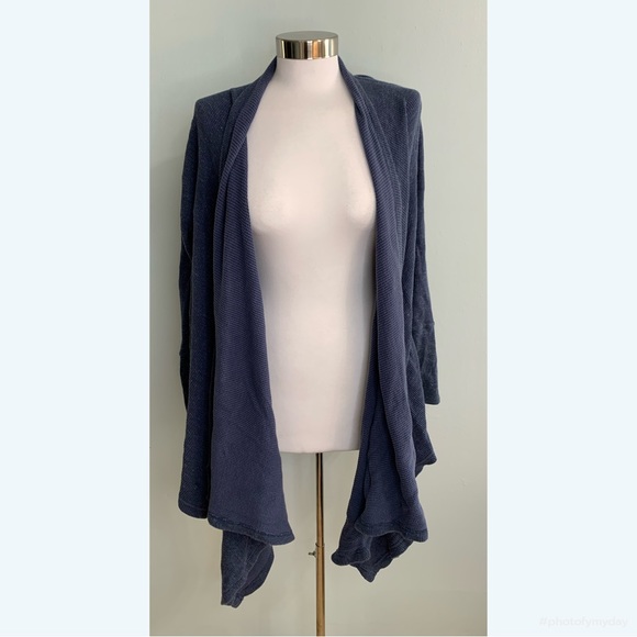 Ruff Hewn Sweaters - Ruff Hewn Open Front Cardigan Blue Heather Waffle Rib Knit Size 1X